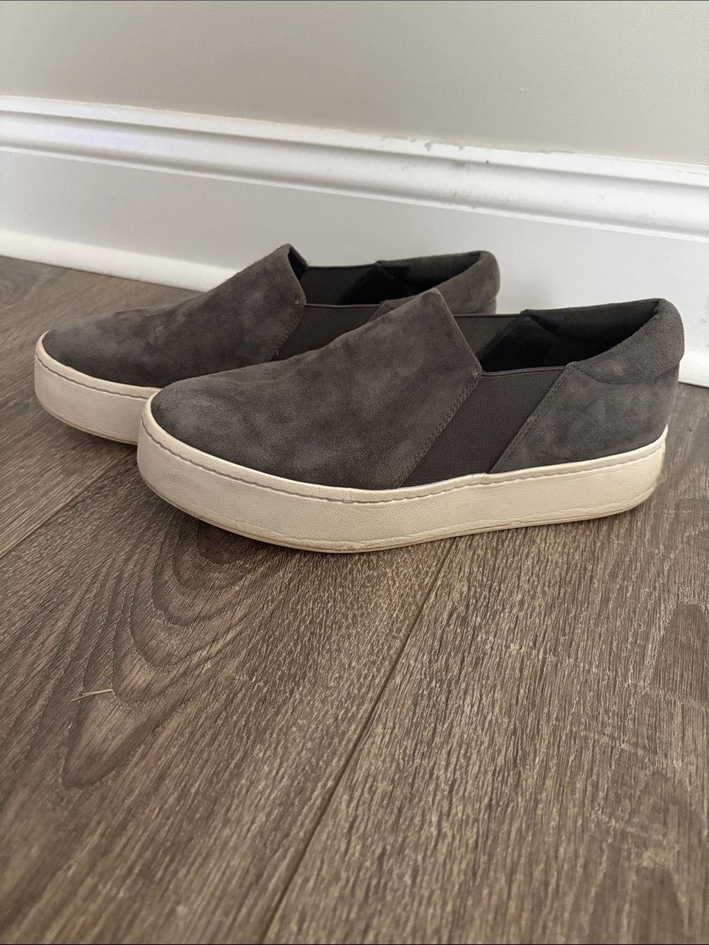 Vince Slip-On Suede Gray Platform Sneakers — size 8